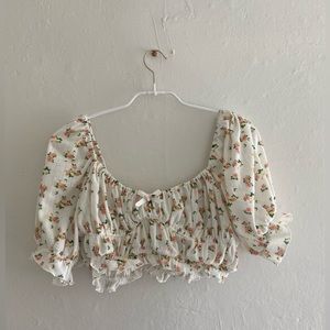 For Love & Lemons Lola Pointelle Top crop Medium and shorts